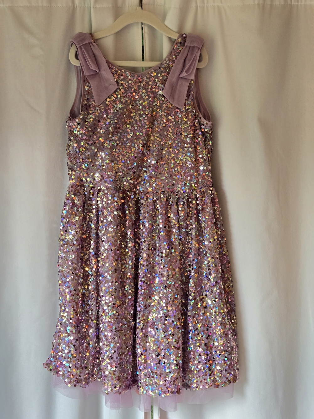 Cat & Jack Lavender Sequin Party Dress with Shoulder Bows